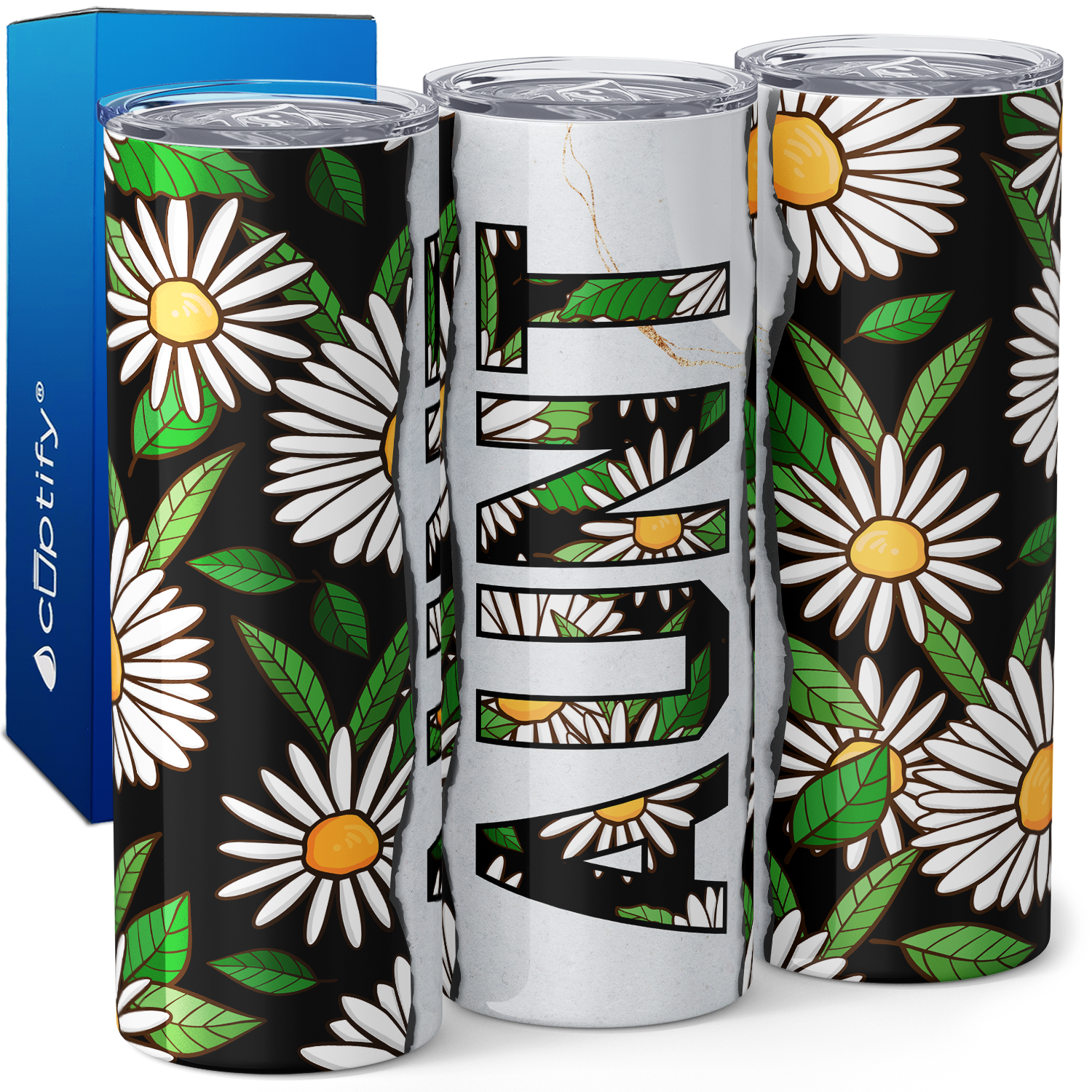 Aunt with Daisies 20oz Skinny Tumbler