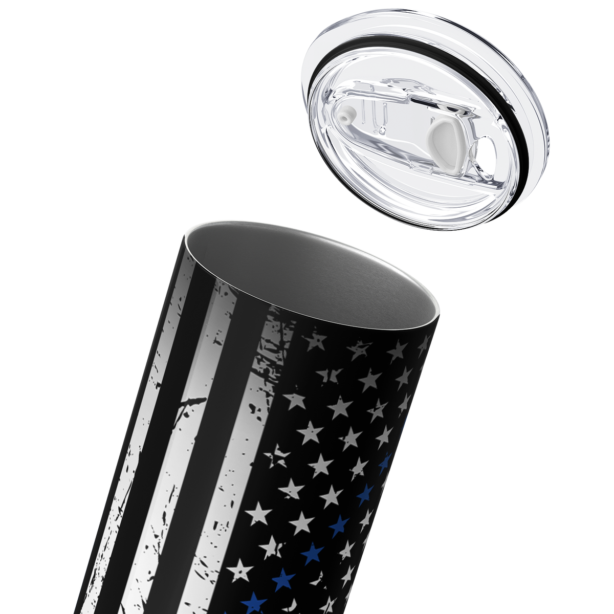 Personalized Police Thin Blue Line Flag 20oz Skinny Tumbler