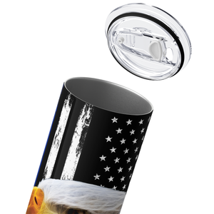 Personalized Police Thin Blue Line Flag with Eagle 20oz Skinny Tumbler