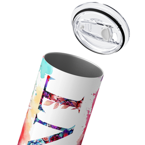 Aunt Watercolor Flowers 20oz Skinny Tumbler