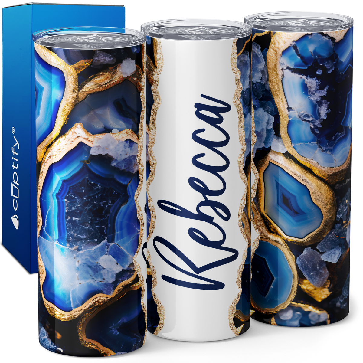 Personalized Indigo Gold Rush 20oz Skinny Tumbler