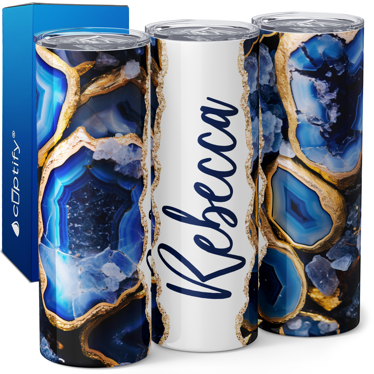 Personalized Indigo Gold Rush 20oz Skinny Tumbler