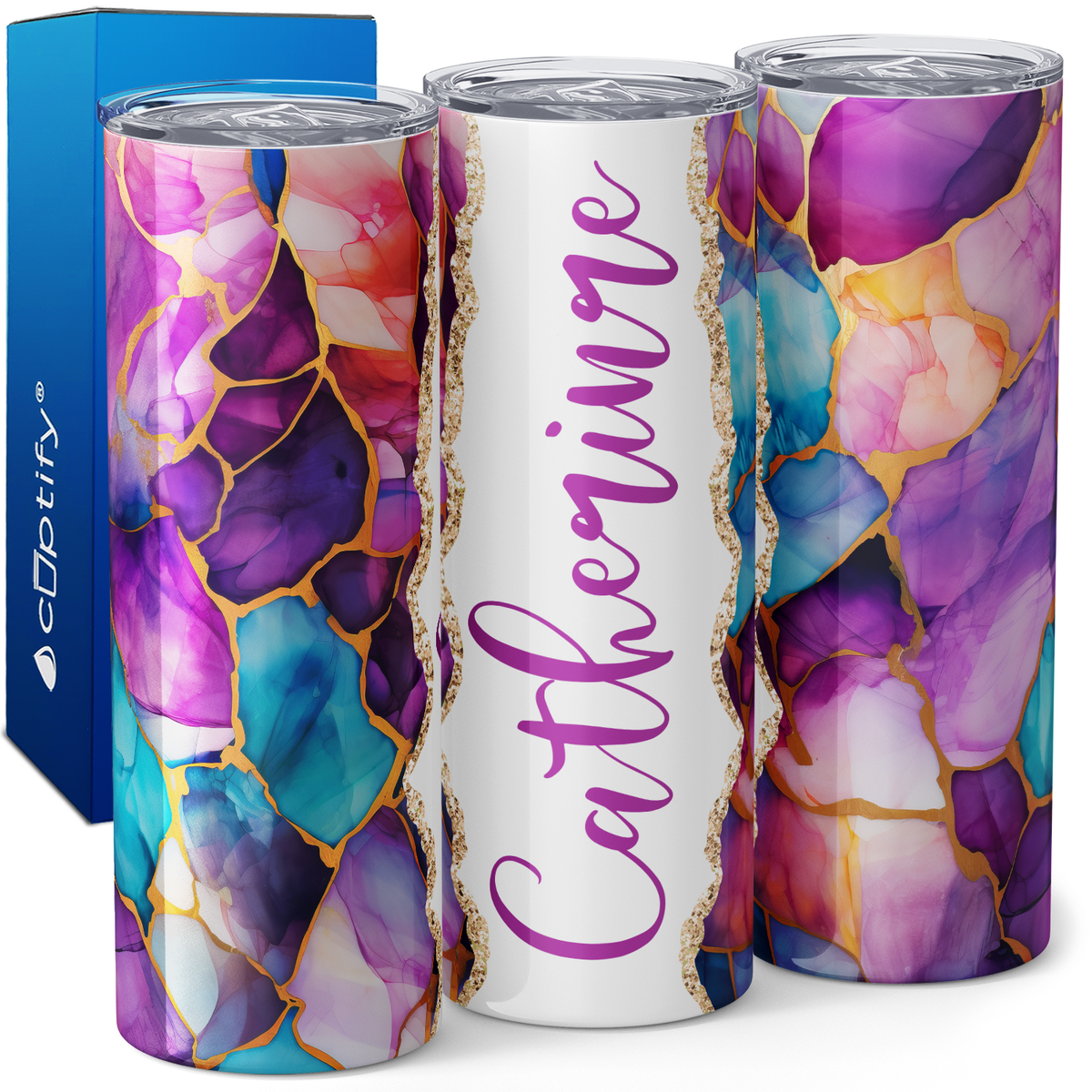 Personalized Kaleidoscope Quartz 20oz Skinny Tumbler