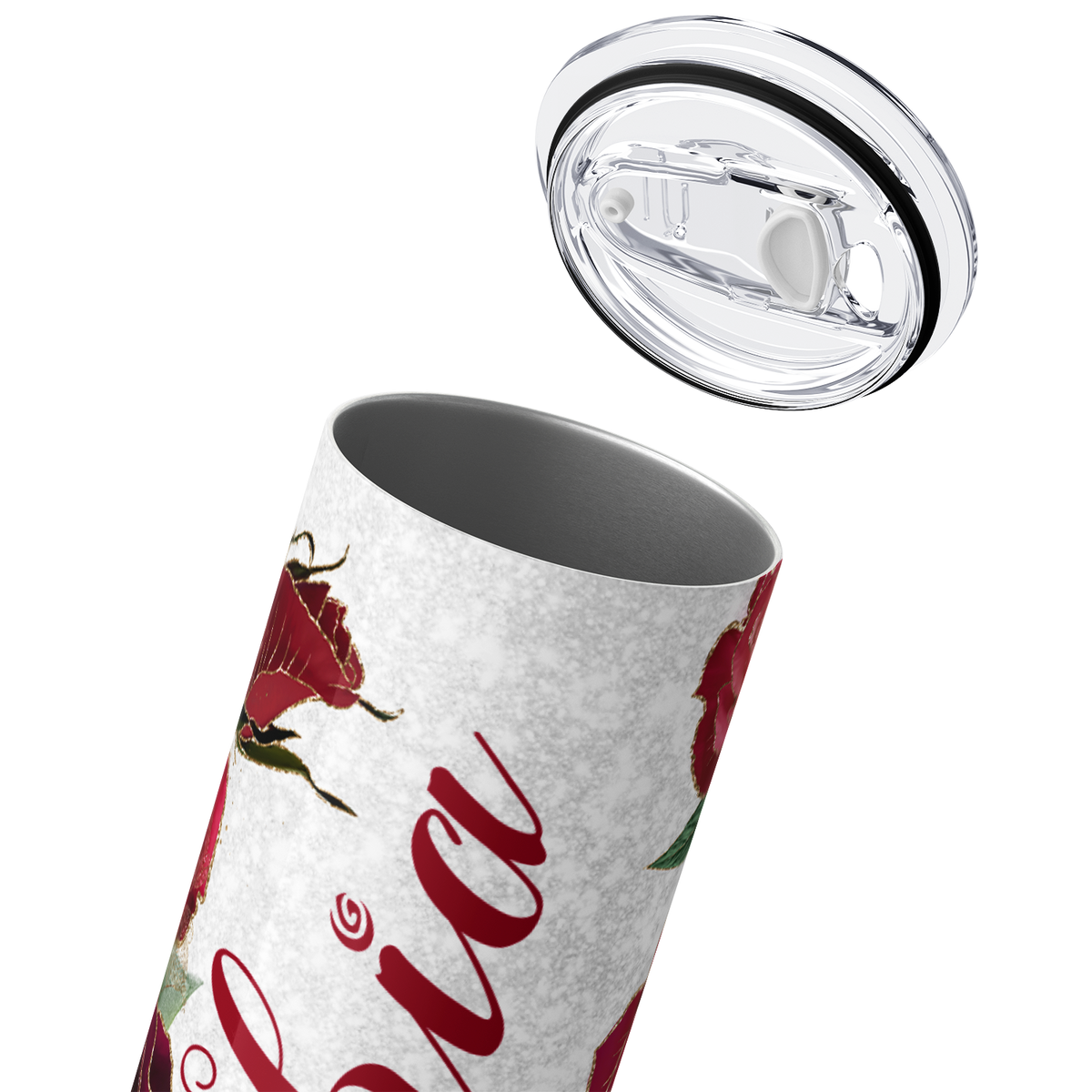 Personalized Gilded Blooms Crimson Roses 20oz Skinny Tumbler