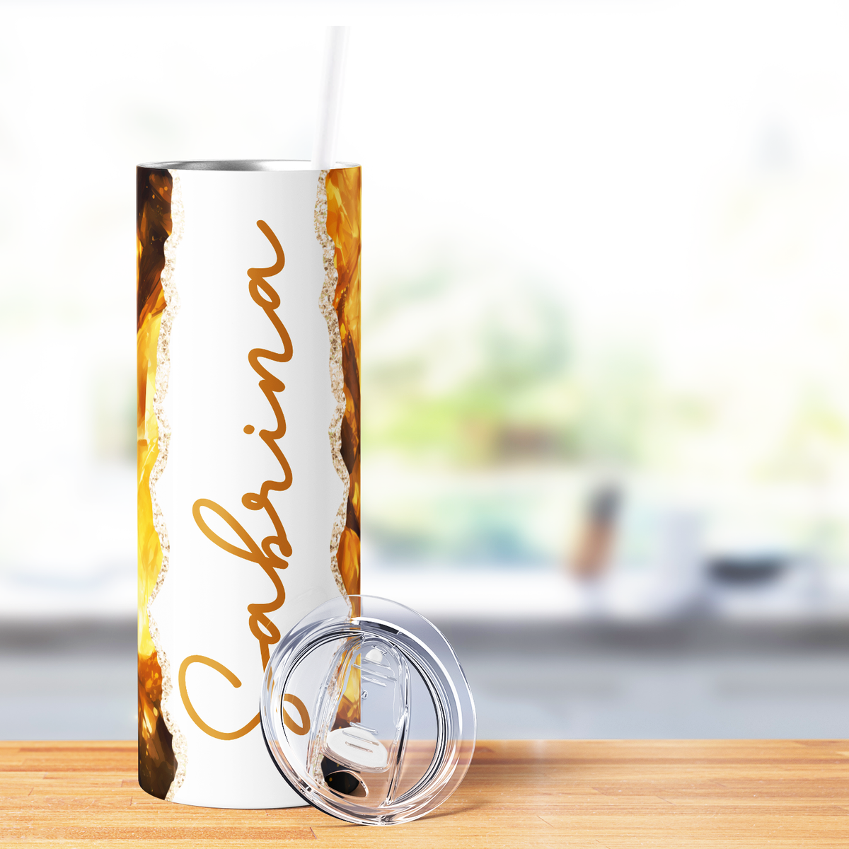 Personalized Golden Facets 20oz Skinny Tumbler
