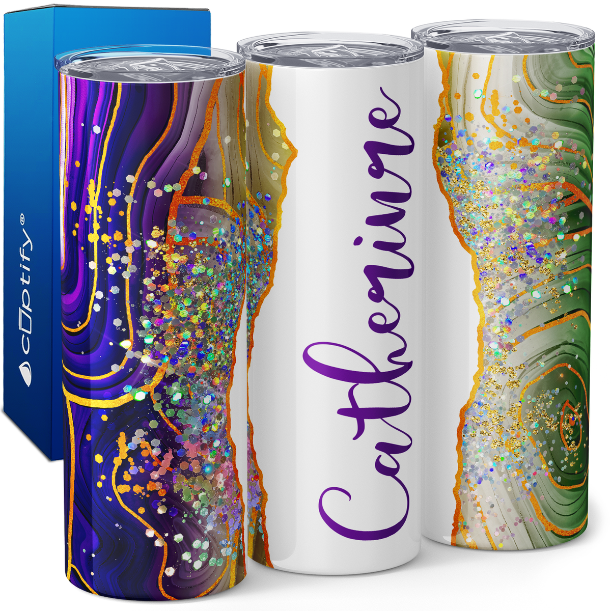 Personalized Mardi Gras Majesty 20oz Skinny Tumbler