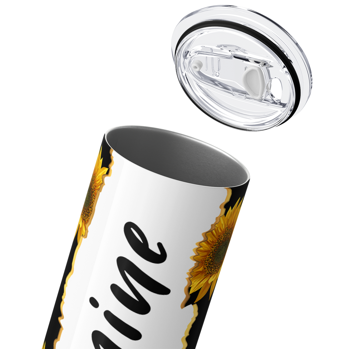 Personalized Golden Sunflower 20oz Skinny Tumbler