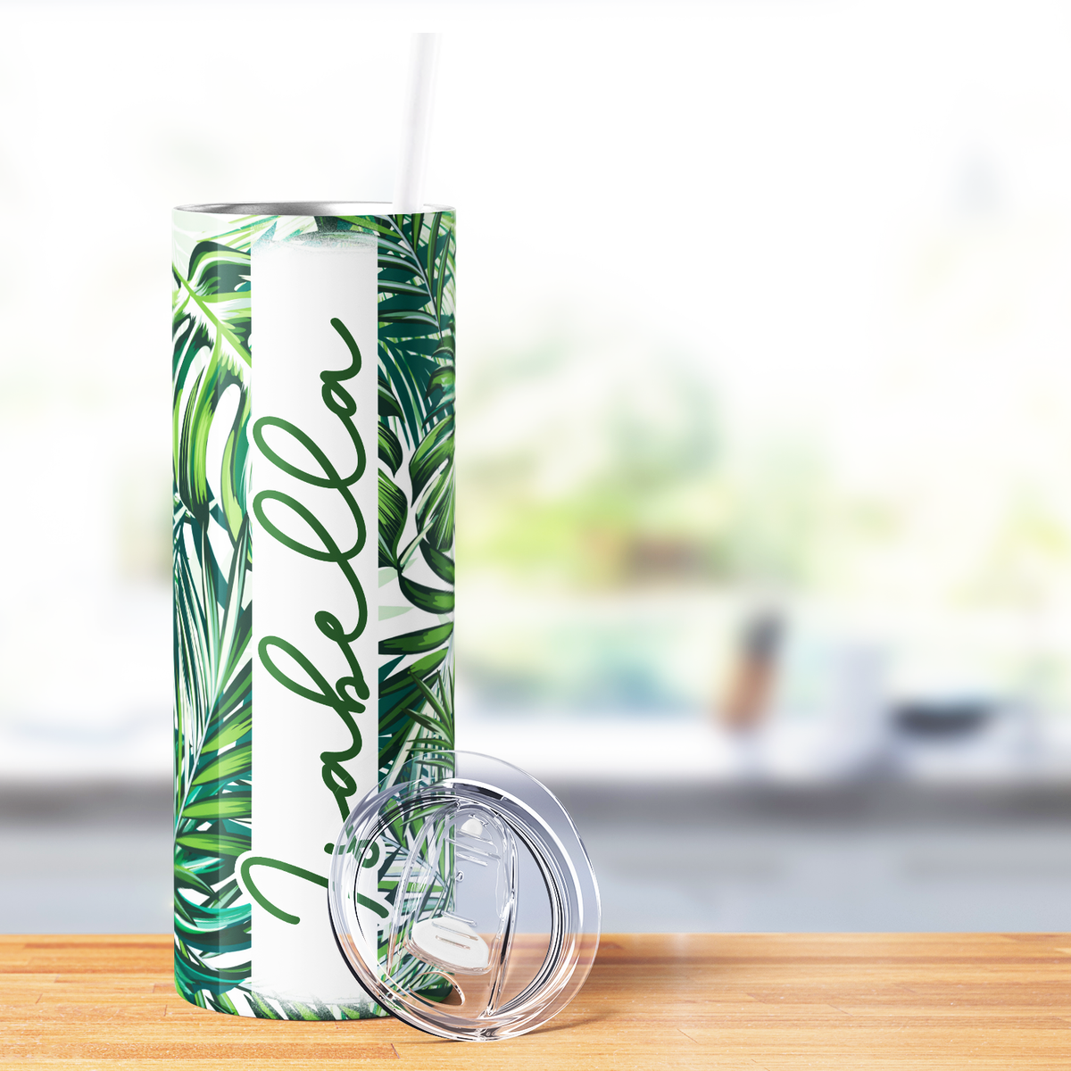 Personalized Tropical Leaves 20oz Skinny Tumbler