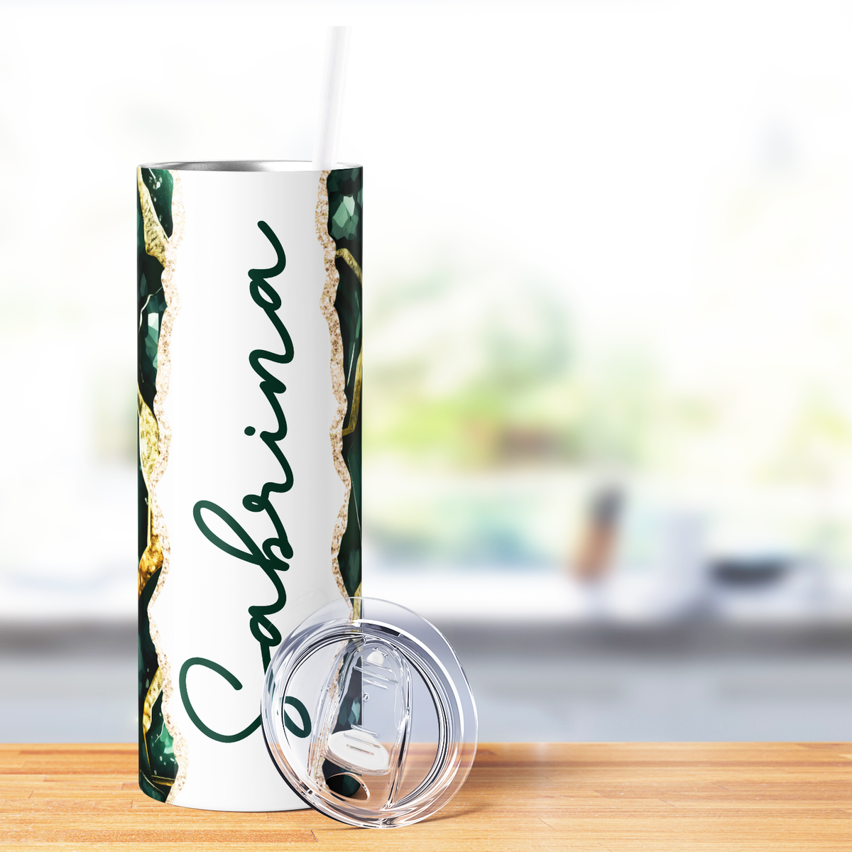 Personalized Emerald Elegance Crystal 20oz Skinny Tumbler