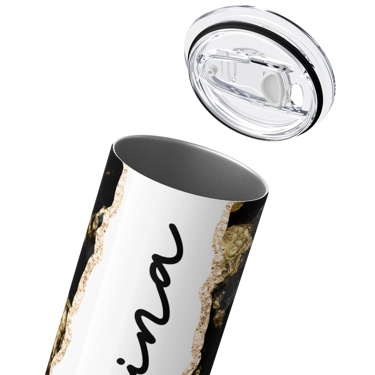 Personalized Midnight Glamour Sleek Black Crystals 20oz Skinny Tumbler