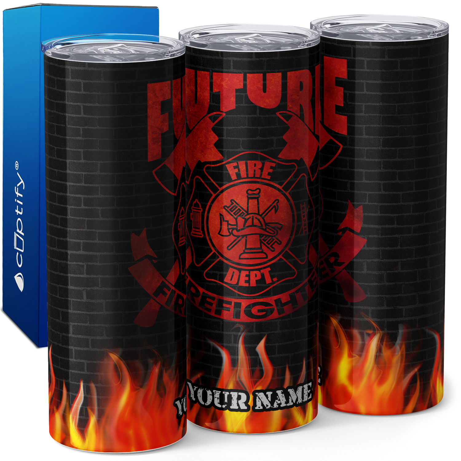 Personalized Future Firefighter 20oz Skinny Tumbler