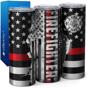 Firefighter Thin Red Line Flag 20oz Skinny Tumbler