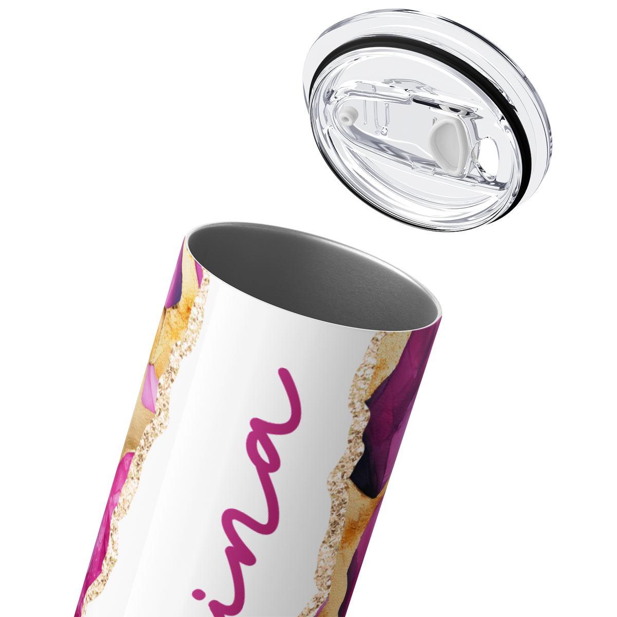 Personalized Golden Veins in Amethyst Dreams 20oz Skinny Tumbler