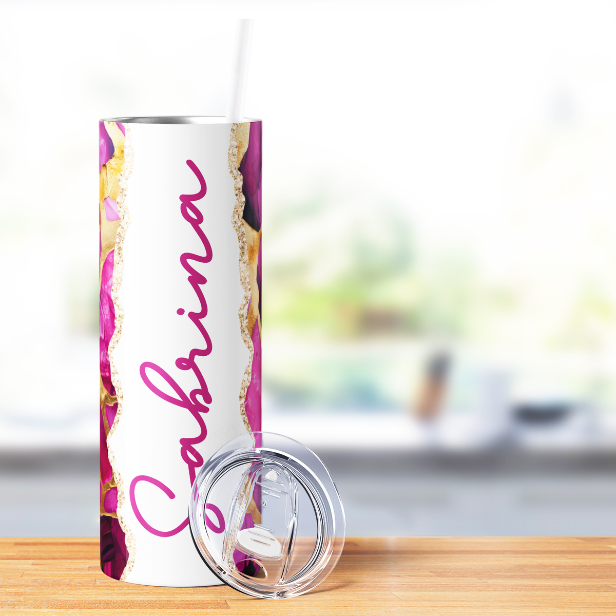 Personalized Golden Veins in Amethyst Dreams 20oz Skinny Tumbler