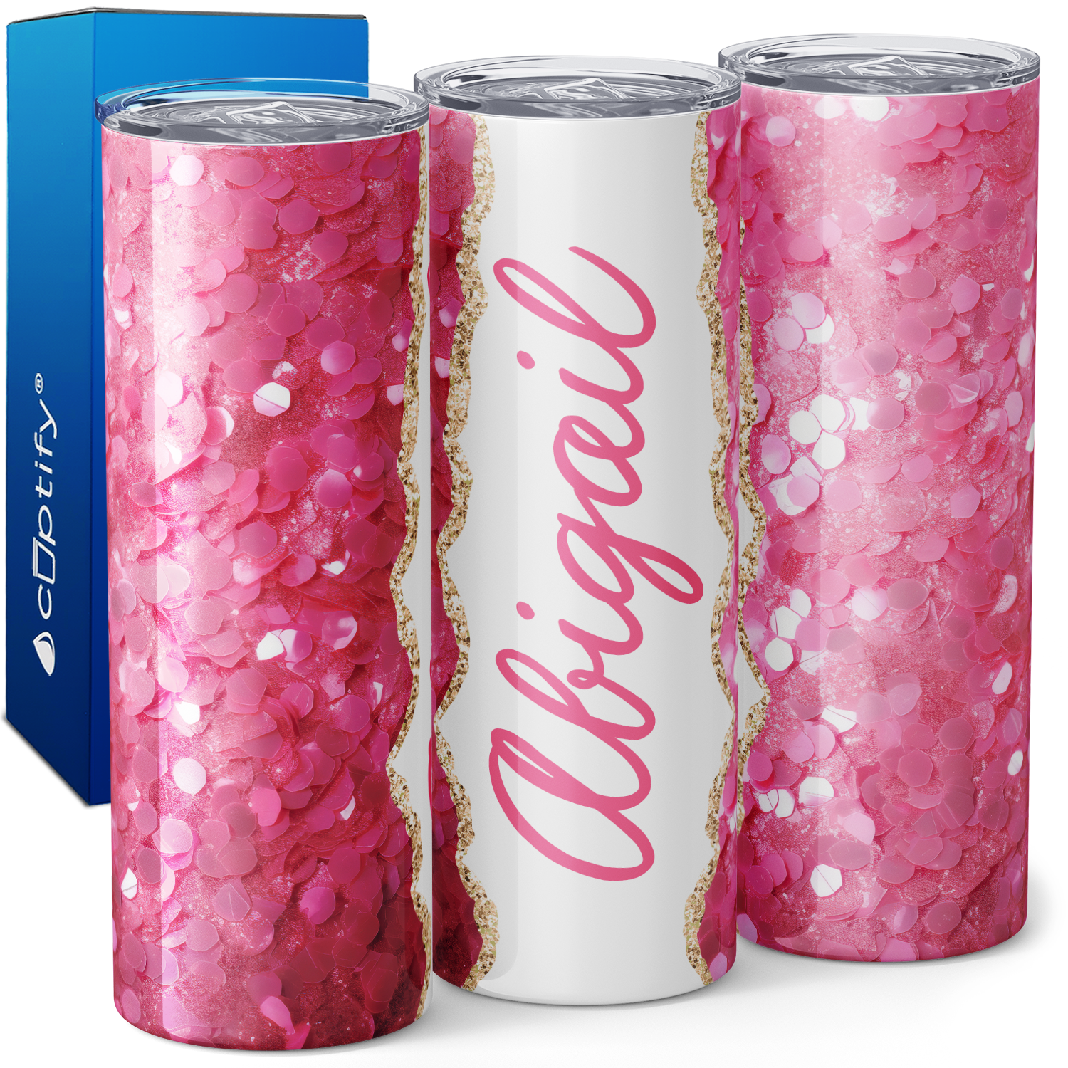 Personalized Rose Quartz Cascade 20oz Skinny Tumbler