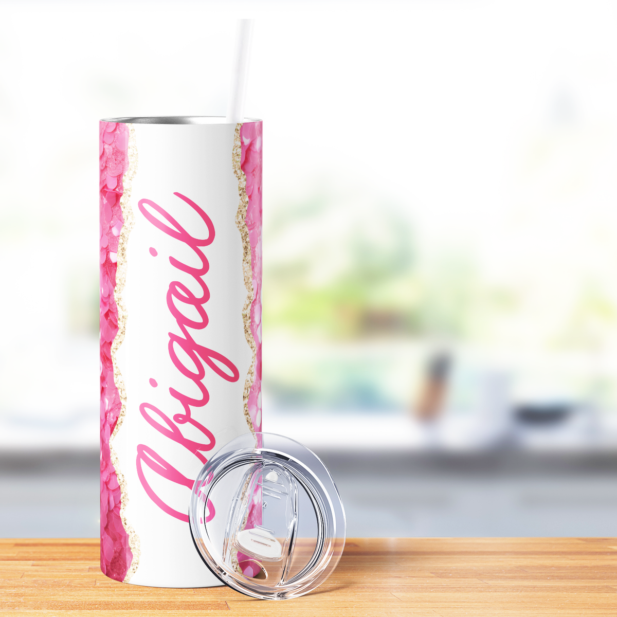 Personalized Rose Quartz Cascade 20oz Skinny Tumbler