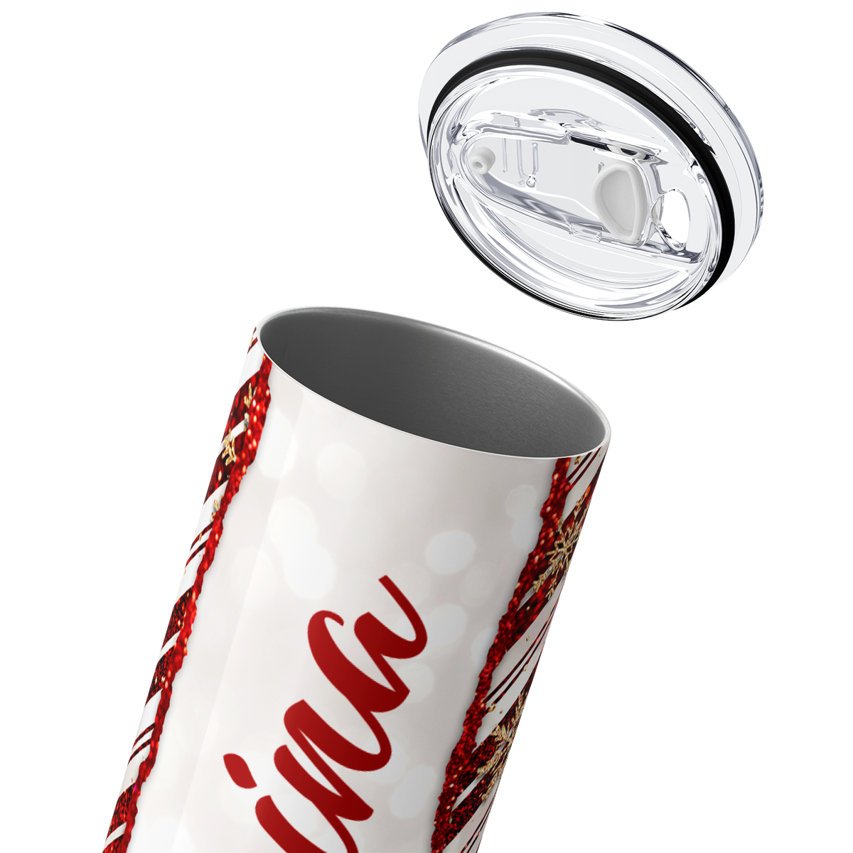 Personalized Festive Candy Cane Stripes 20oz Skinny Tumbler