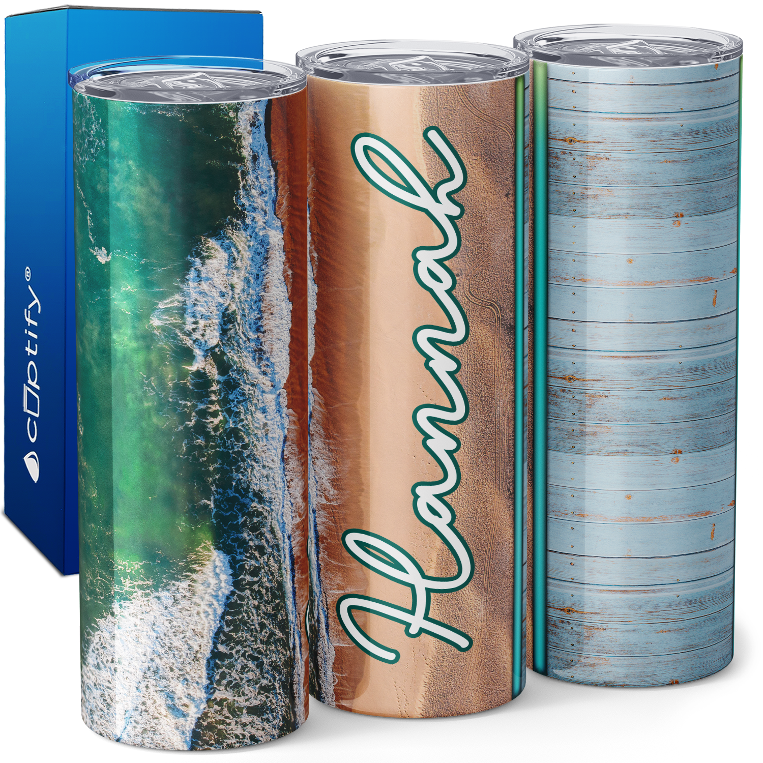 Personalized Serene Beach Shores 20oz Skinny Tumbler