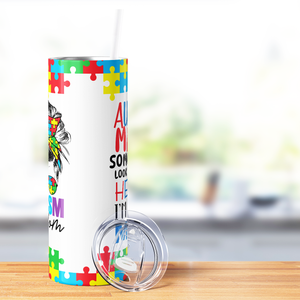 Autism Mama Raising Heroes 20oz Skinny Tumbler