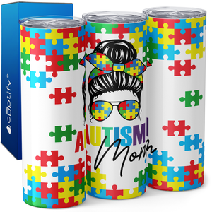 Autism Mom 20oz Skinny Tumbler