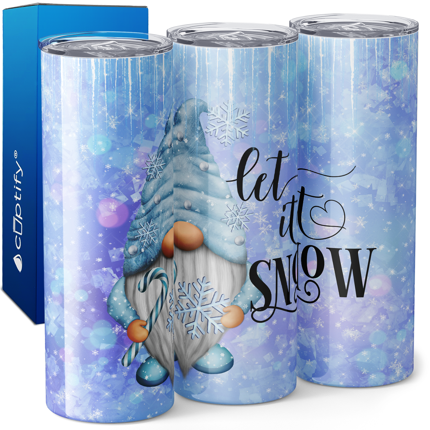 Let it Snow Gnomes Christmas 20oz Skinny Tumbler