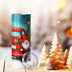 Christmas Gnomes with Holiday Red Truck 20oz Skinny Tumbler