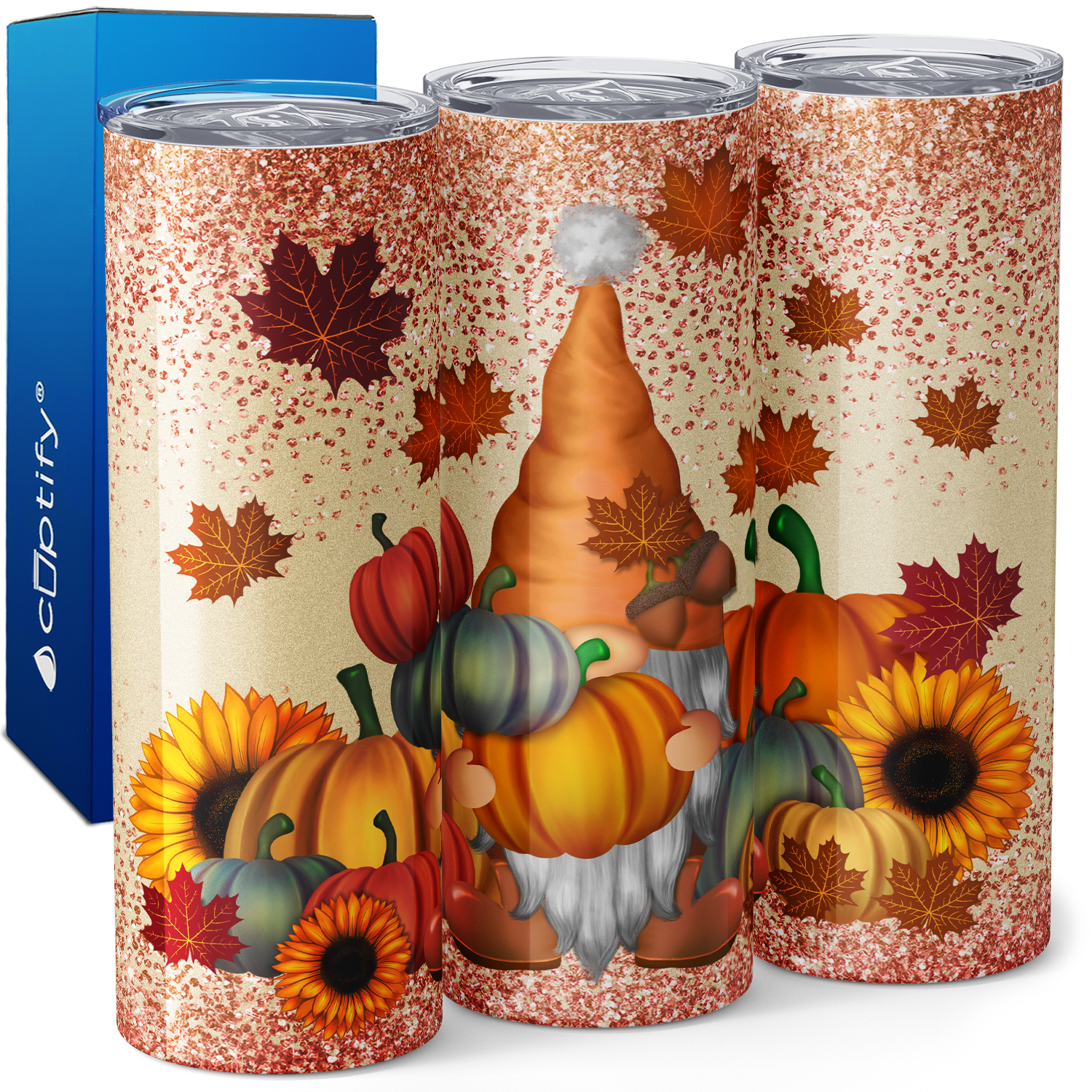 Fall Pumkin Gnome 20oz Skinny Tumbler