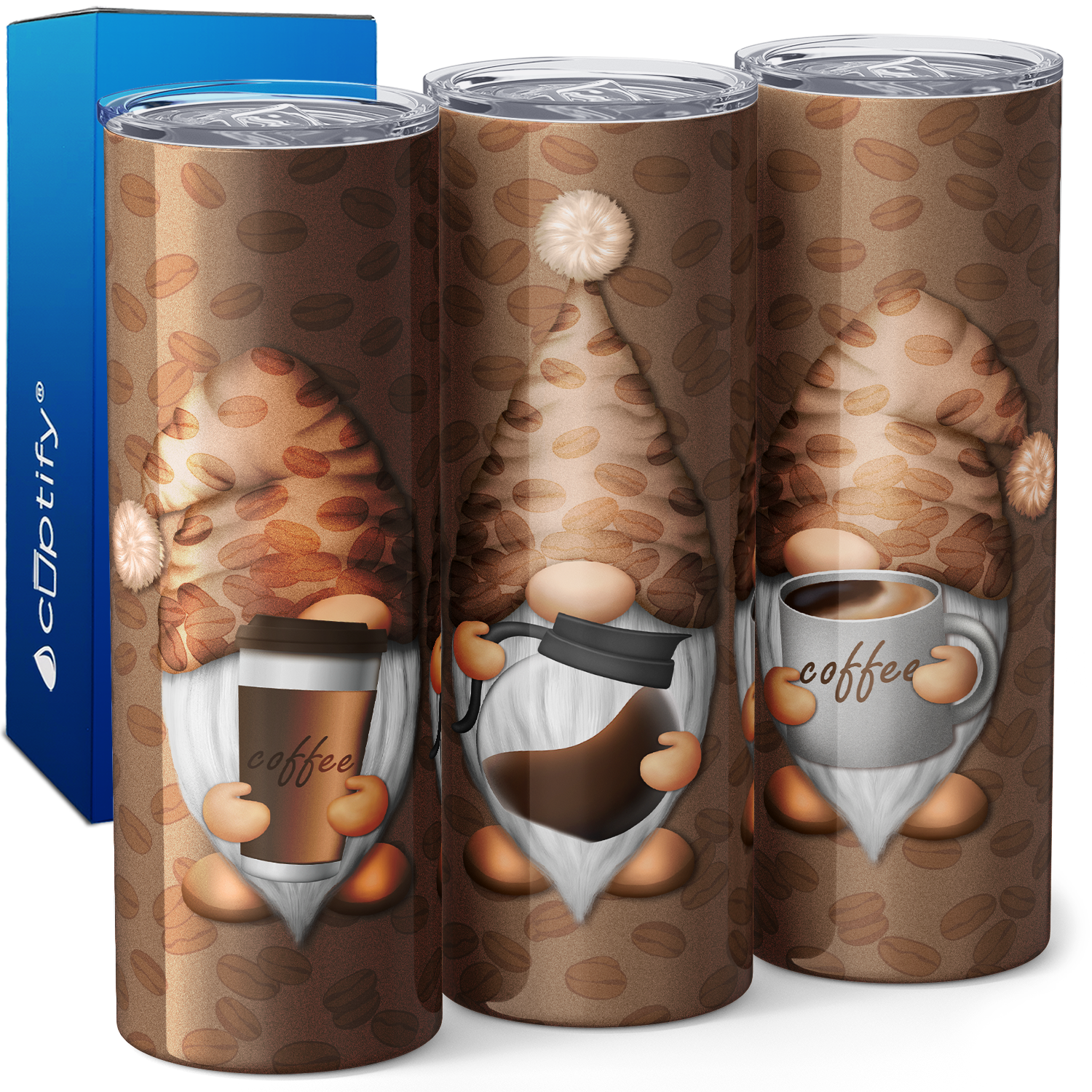 Coffee Drinking Gnomes 20oz Skinny Tumbler