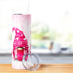 Pink Breast Cancer Gnomes 20oz Skinny Tumbler