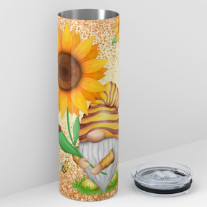 Sunflower and Bumble Bee Gnome 20oz Skinny Tumbler