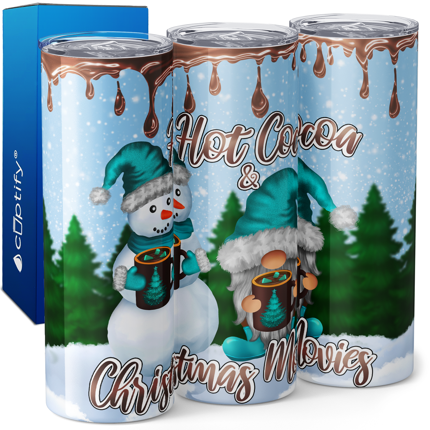 Hot Cocoa and Christmas Movies Gnomes 20oz Skinny Tumbler