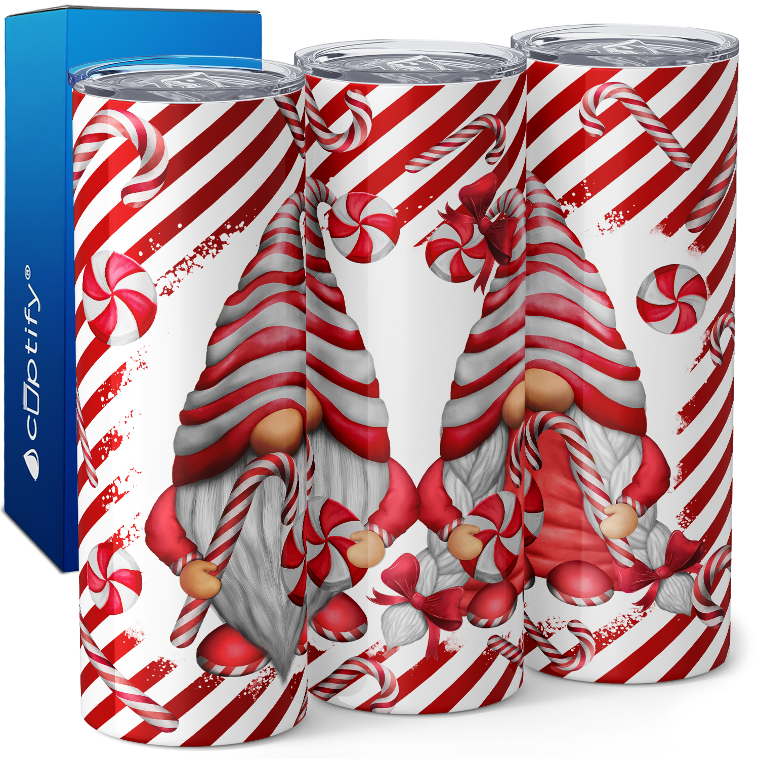 Candy Cane Gnomes 20oz Skinny Tumbler