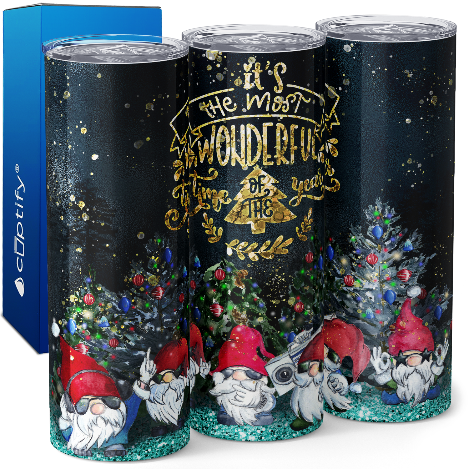 The Most Wonderful Time of the Year Gnomes 20oz Skinny Tumbler