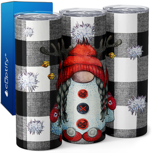 Classic Christmas Gnome on Plaid 20oz Skinny Tumbler