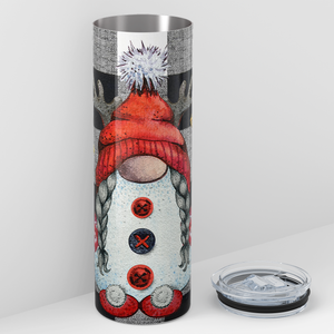 Classic Christmas Gnome on Plaid 20oz Skinny Tumbler