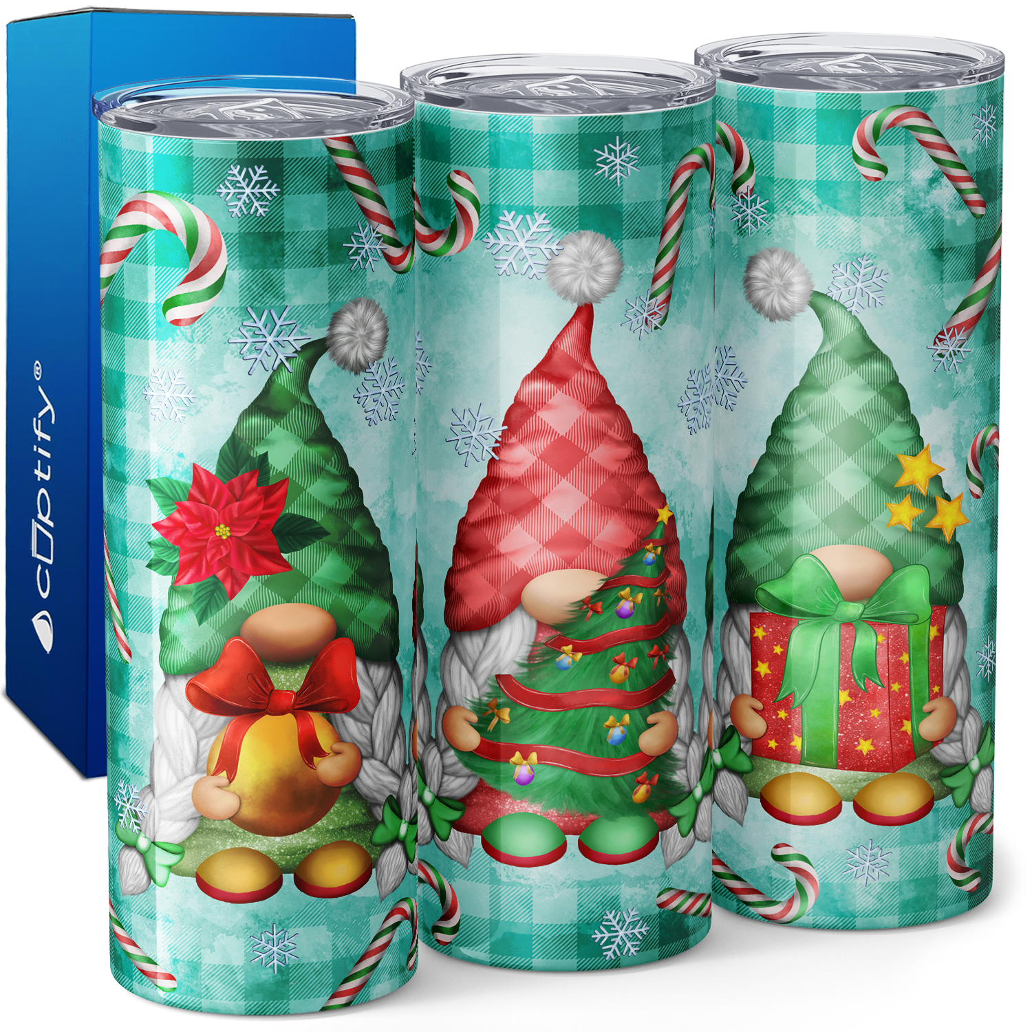 Christmas Lady Gnomes 20oz Skinny Tumbler