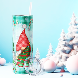 Christmas Lady Gnomes 20oz Skinny Tumbler