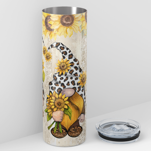 Leopard Print Sunflower Gnomes 20oz Skinny Tumbler