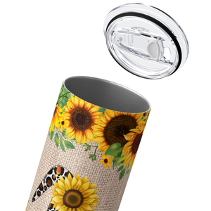 Brown Leopard Print Sunflower Gnomes 20oz Skinny Tumbler