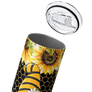 Sunflower Bee Gnomes on Honeycomb 20oz Skinny Tumbler