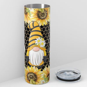 Sunflower Bee Gnomes on Honeycomb 20oz Skinny Tumbler