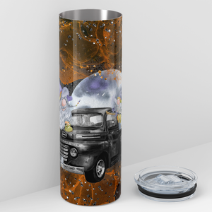 Halloween Gnomes Pickup Truck in Moon Light 20oz Skinny Tumbler