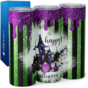 Happy Halloween Purple Green Dip Gnome 20oz Skinny Tumbler