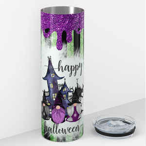 Happy Halloween Purple Green Dip Gnome 20oz Skinny Tumbler