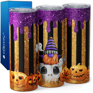 Happy Halloween Purple Gold Dip Gnome 20oz Skinny Tumbler