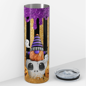 Happy Halloween Purple Gold Dip Gnome 20oz Skinny Tumbler