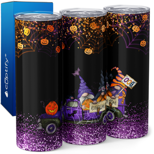 Halloween Gnomes in Purple Truck 20oz Skinny Tumbler