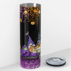 Halloween Gnomes in Purple Truck 20oz Skinny Tumbler