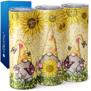 Summer Sunflowers Gnomes 20oz Skinny Tumbler