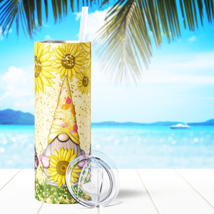 Summer Sunflowers Gnomes 20oz Skinny Tumbler